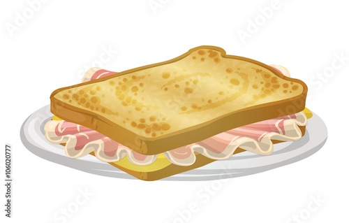 big toast with ham salad and cheese