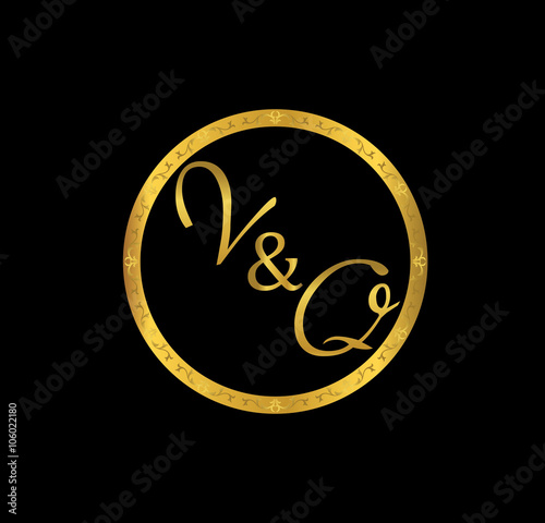 VQ initial wedding in golden ring