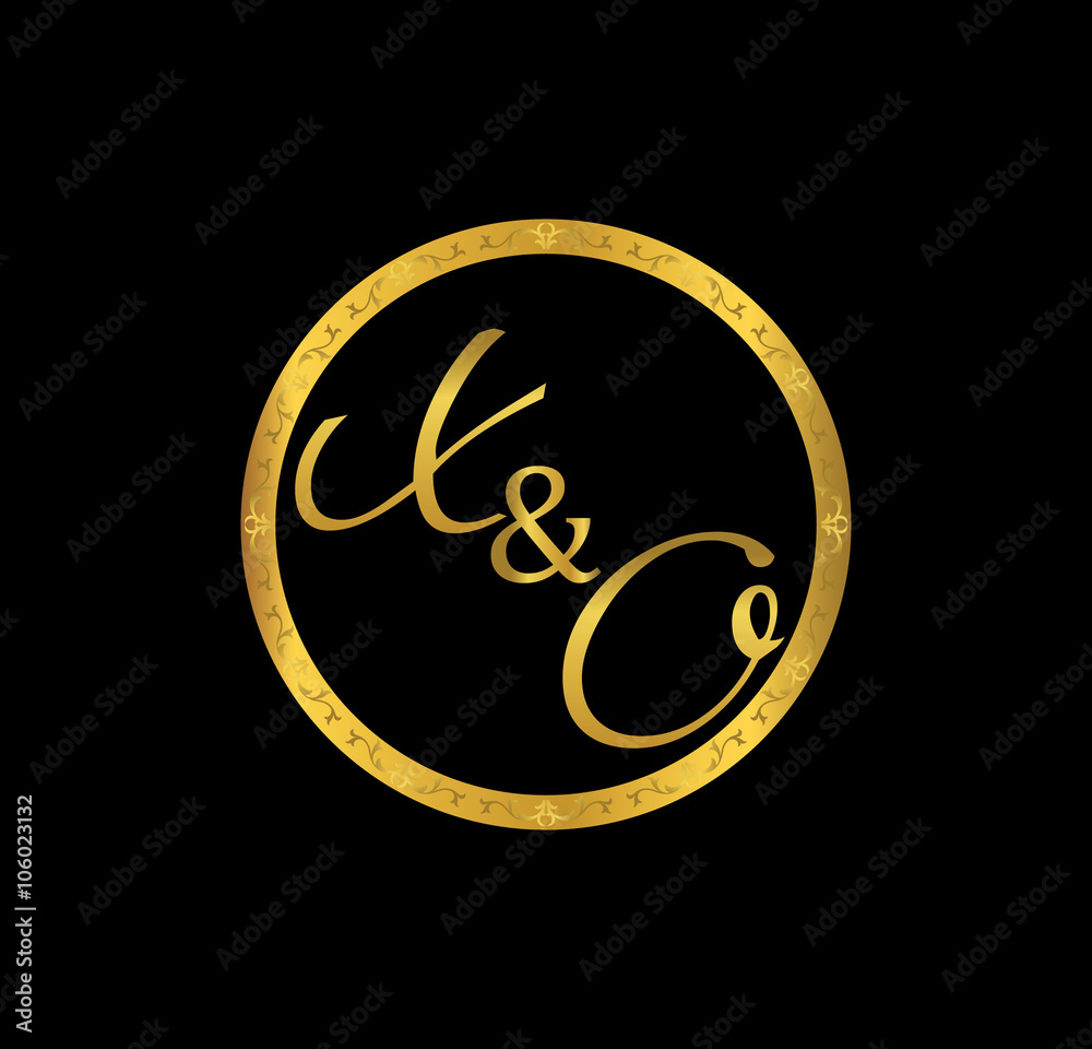 XO initial wedding in golden ring XO initial wedding in golden ring
