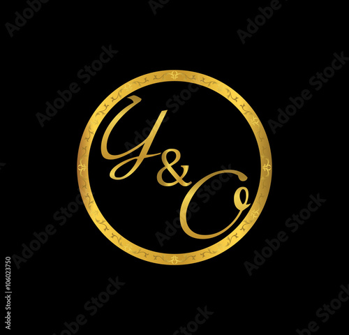 YO initial wedding in golden ring