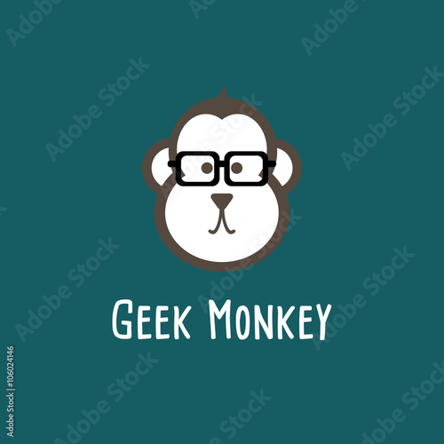 Monkey Geek  nerd  smart  hipster - animals icons and symbols