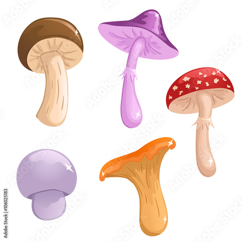 Set of cute vector mushrooms