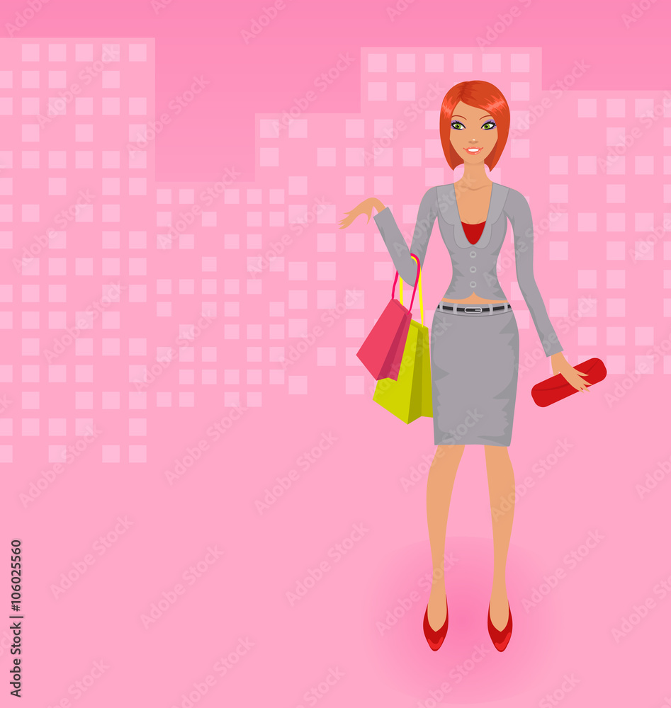 Vector shopping business lady
