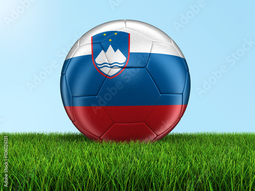 Soccer football with Slovene flag. Image with clipping path