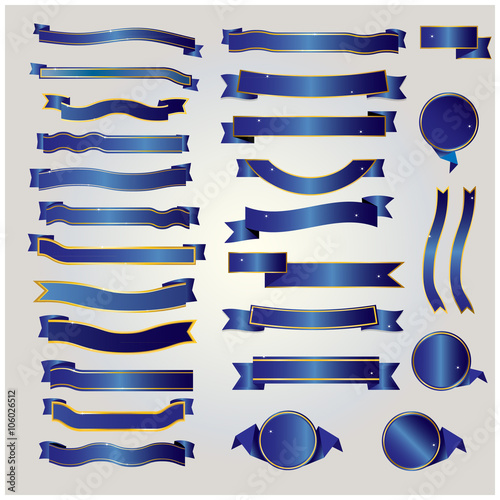 Gold and blue ribbon vector