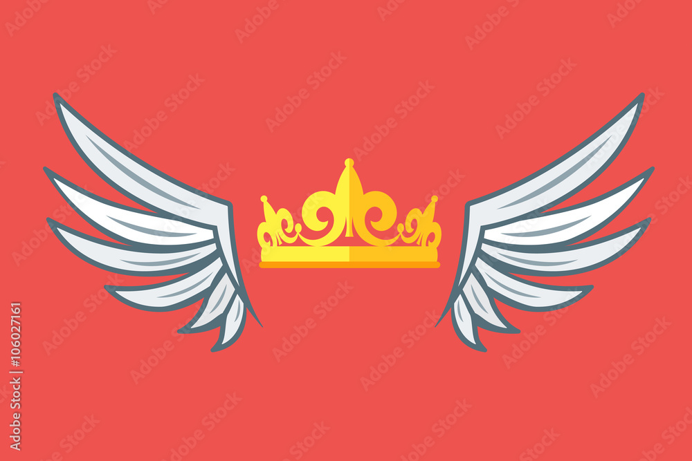 Fototapeta premium Wings with crowns. Vip club logo vector.