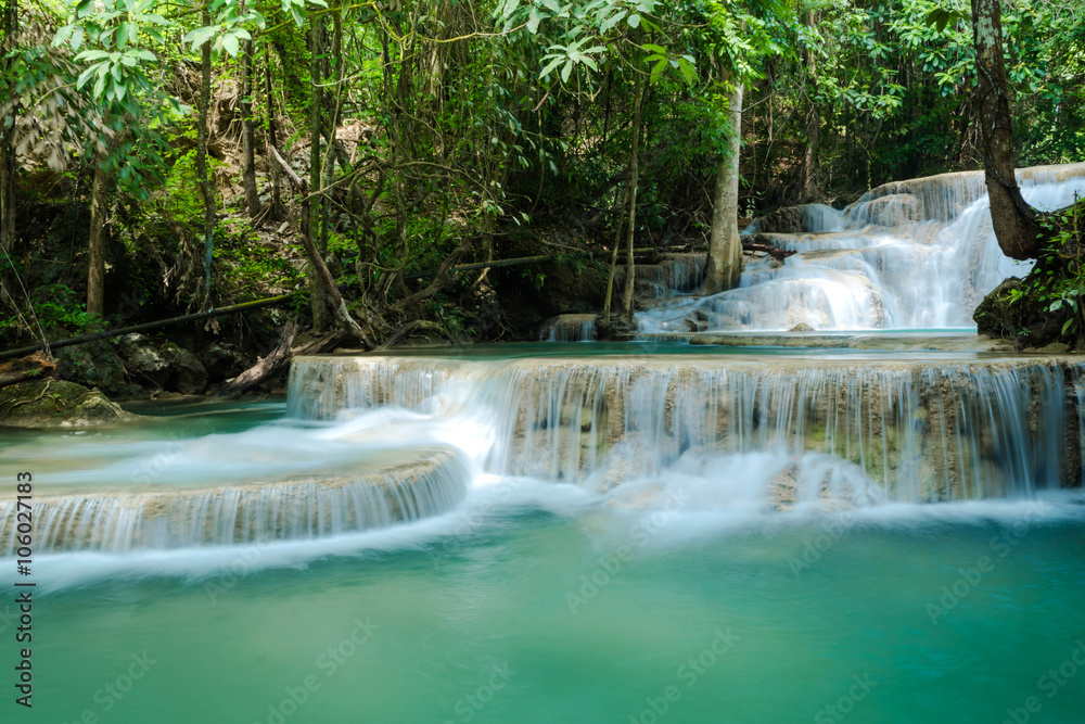 Green landscape with cgreen waterfall Green landscape with cgreen waterfall