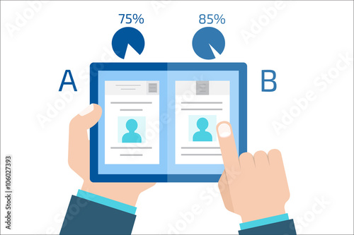 A-B comparison. Split testing. Concept computer vector illustrat