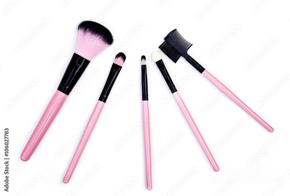 Some different kind of make-up brushes isolated on white Some different kind of make-up brushes isolated on white