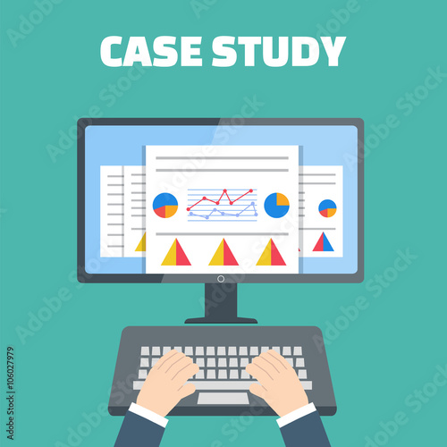Case study concept vector with computer device