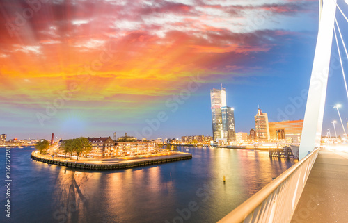 Rotterdam night skyline, Netherlands