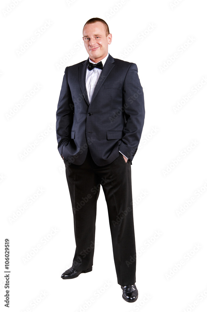 Young businessman in suit over white background smiling. Young businessman in suit over white background smiling.