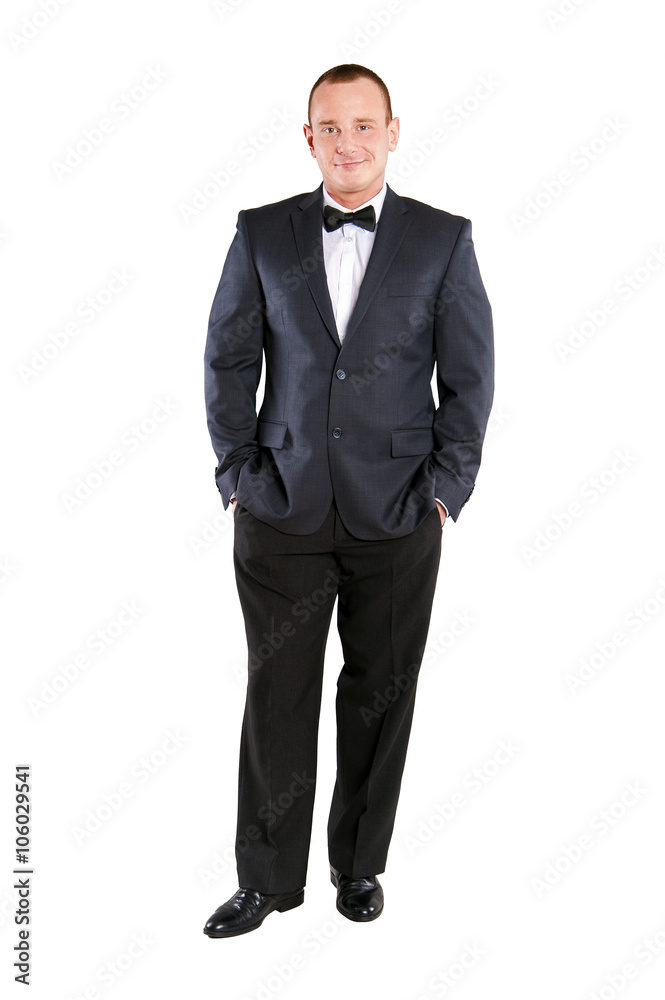 Young businessman in suit over white background smiling. Young businessman in suit over white background smiling.