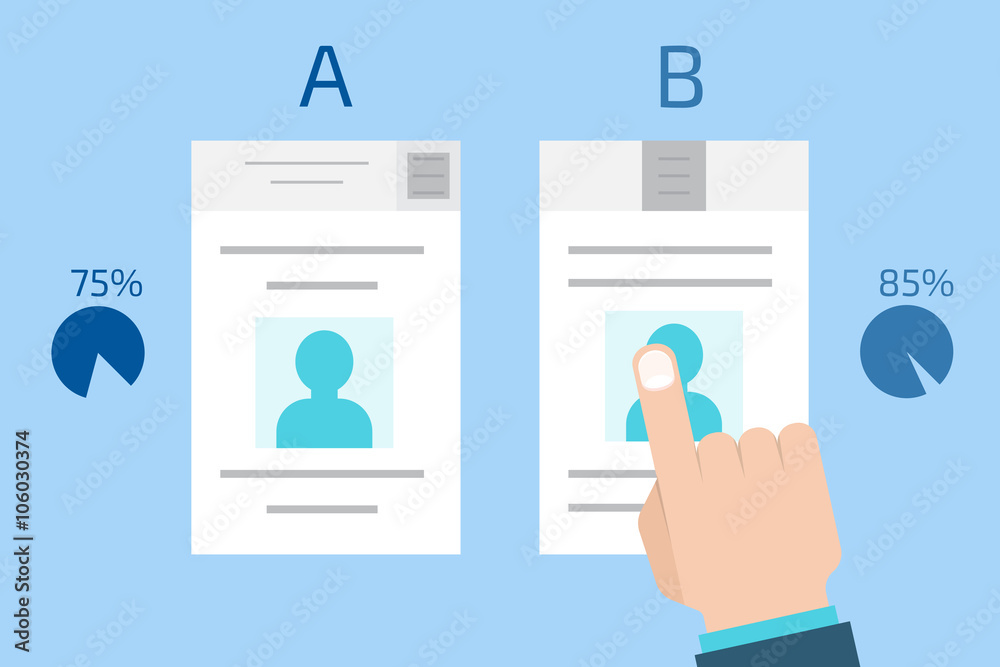 A-B comparison. Split testing. Concept computer vector illustrat