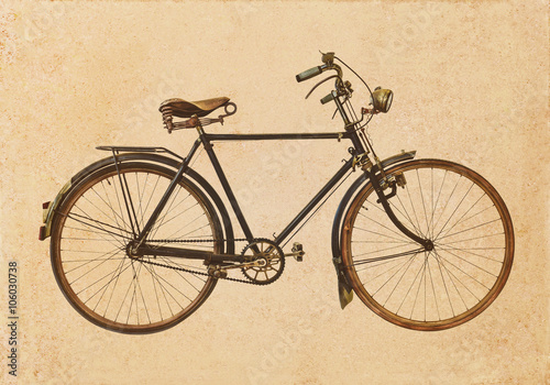 Retro styled image of an old rusty bicycle