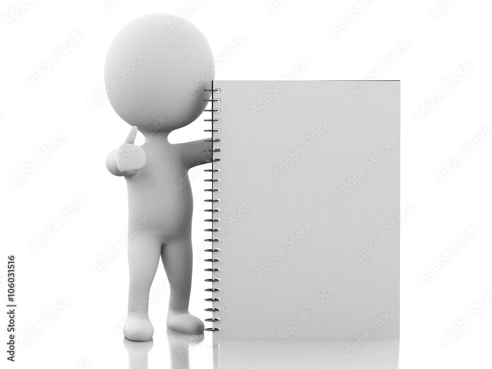 3D white people with notepad 3D white people with notepad