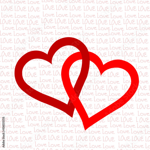 Background with two linked hearts