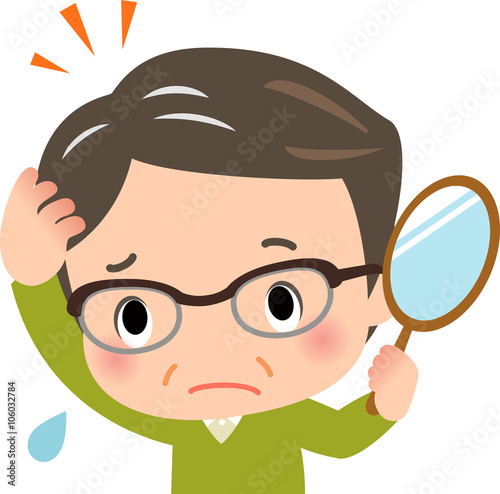 白髪を気にする中年男性