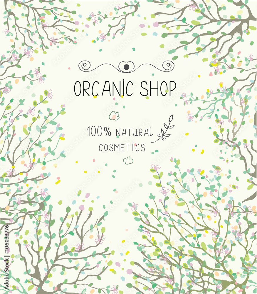 Organic shop template for natural products -  illlustration