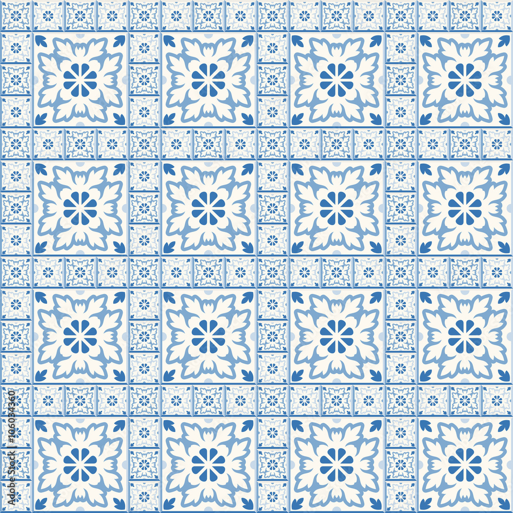 Retro Floor Tiles patern. Dutch tiles vector illustration.