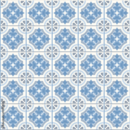 Retro Floor Tiles patern. Vector Dutch tile illustration.