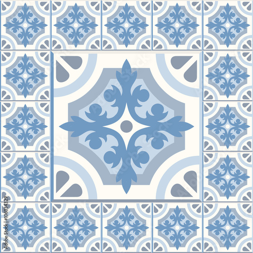 Retro Floor Tiles patern. Dutch tiles vector illustration.