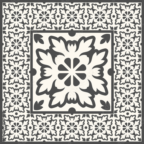 Retro Floor Tiles patern. Vector Dutch tile illustration.
