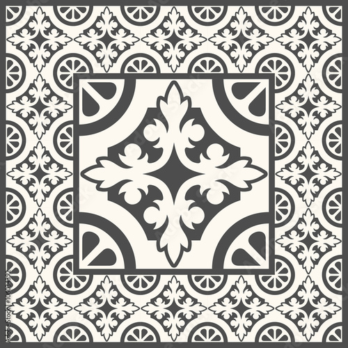 Retro Floor Tiles patern. Vector Dutch tile illustration.