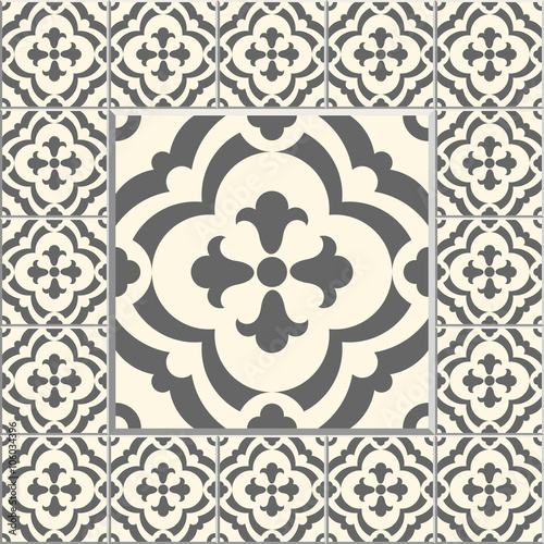 Retro Floor Tiles patern. Vector Dutch tile illustration.