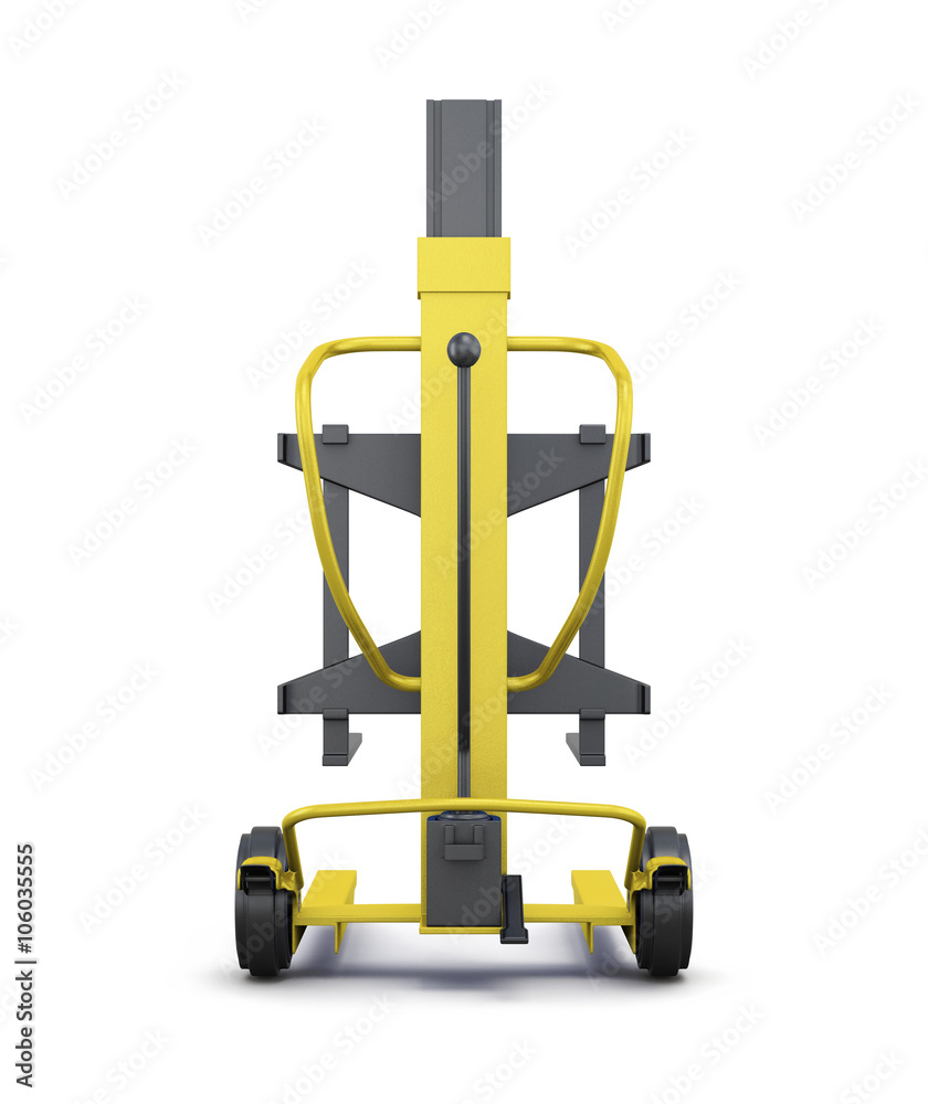 Yellow loader isolated on white background. 3d illustration. Rear view. Yellow loader isolated on white background. 3d illustration. Rear view.