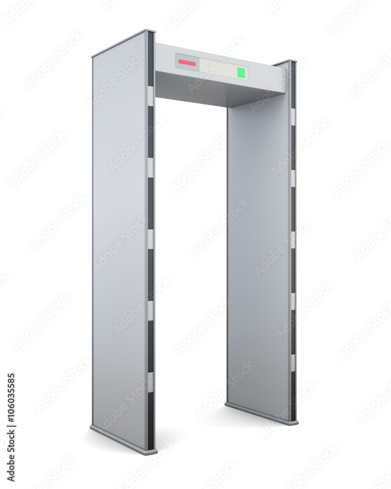 Frame of the metal detector isolated on white background. 3d rendering. Frame of the metal detector isolated on white background. 3d rendering.