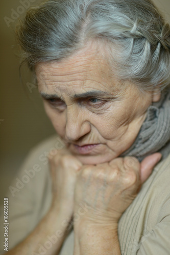  Sad aged woman