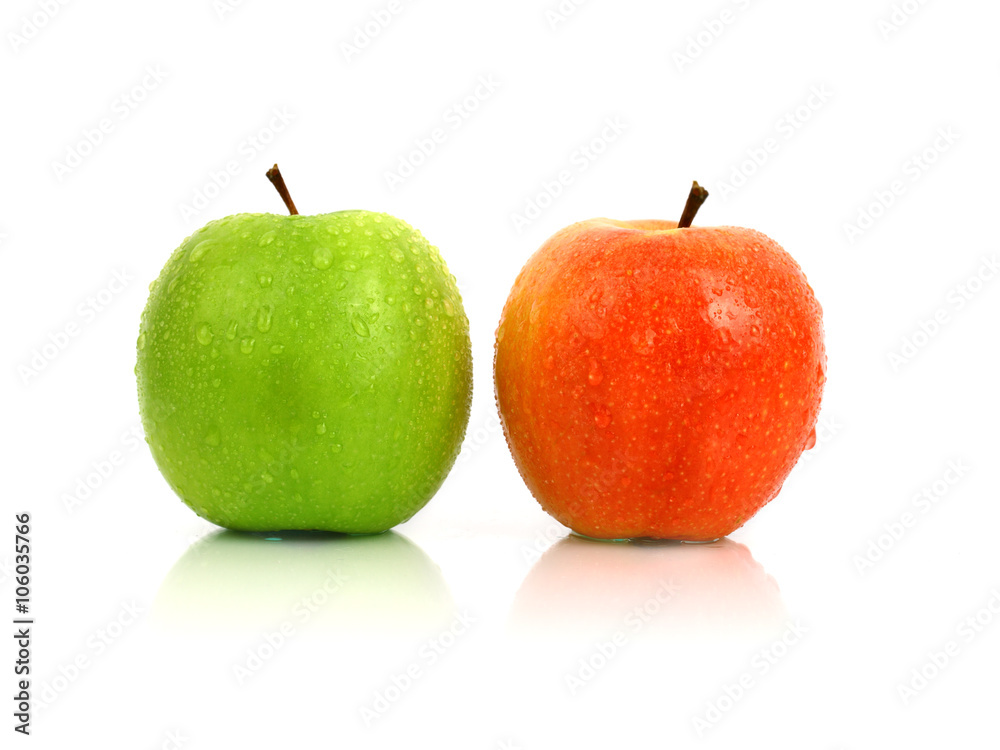 Red and green apple on a white background Red and green apple on a white background