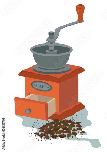Coffee mill vector illustration, isolated on white background. EPS 10.