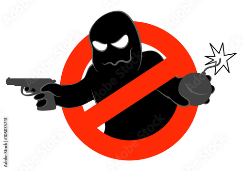 The anti-terrorist campaign icon. Vector illustration of stop terrorism background concept, isolated on a white background. EPS 10.