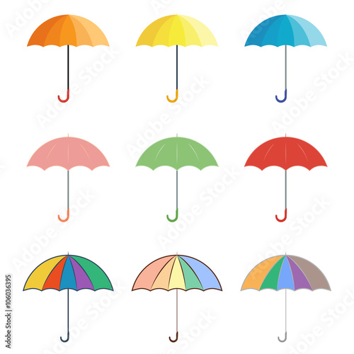 Set of colored vector icons umbrellas