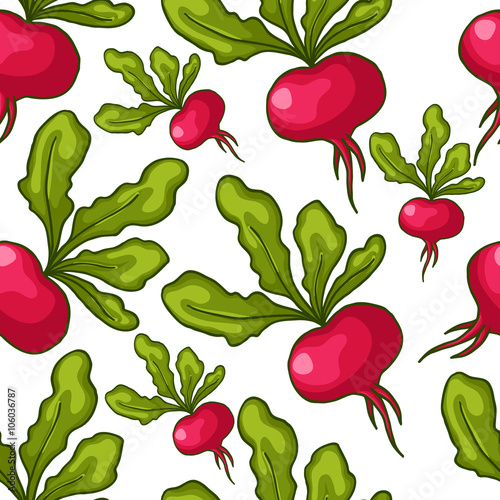 Fototapeta Naklejka Na Ścianę i Meble -  Cute seamless hand drawn radish background