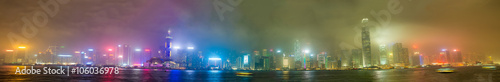 Photography Hong Kong skyline from Kowloon. Night lights with all ads remove