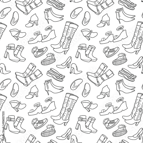 Vector seamless pattern with female's shoes 