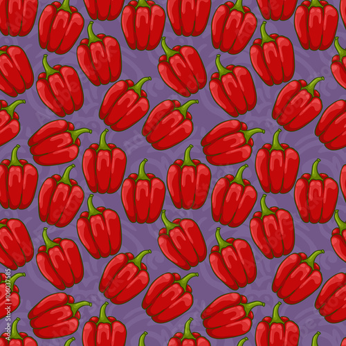 Vector seamless cute shiny bell pepper pattern