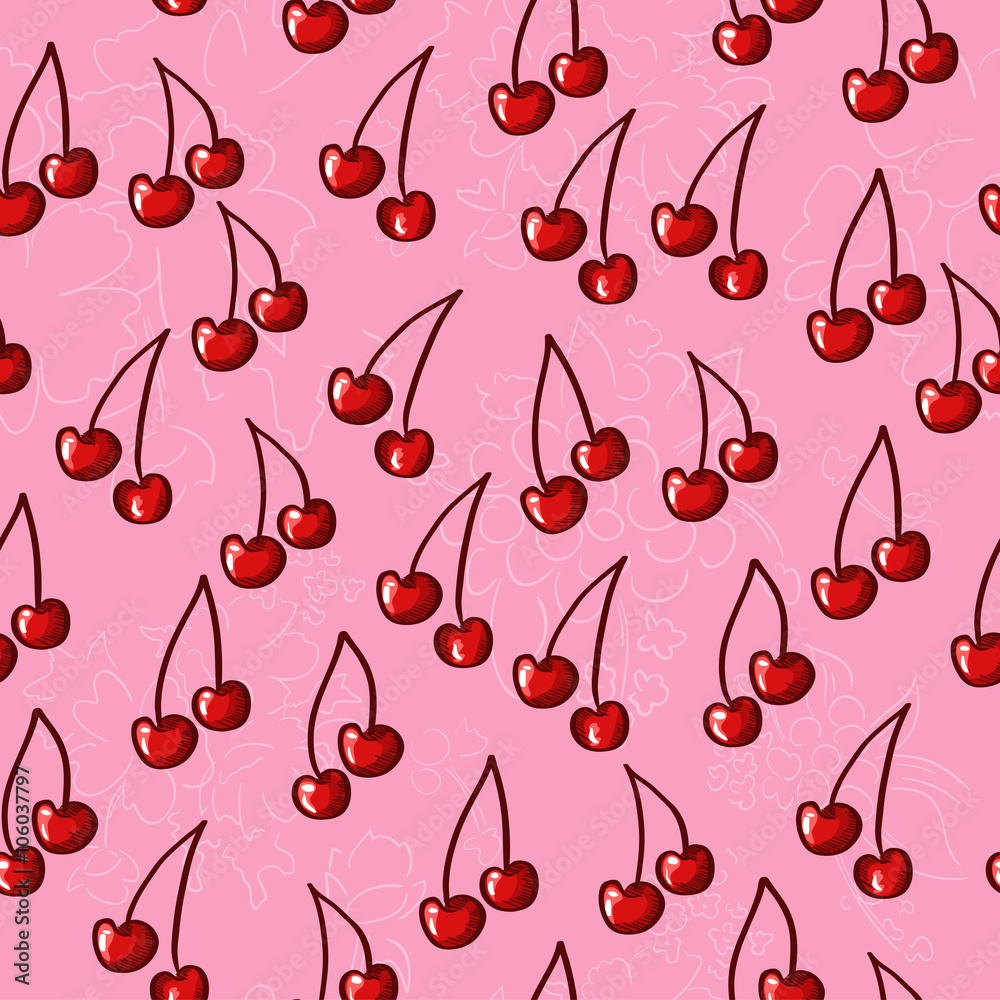 Seamless cherry sketchy background Seamless cherry sketchy background