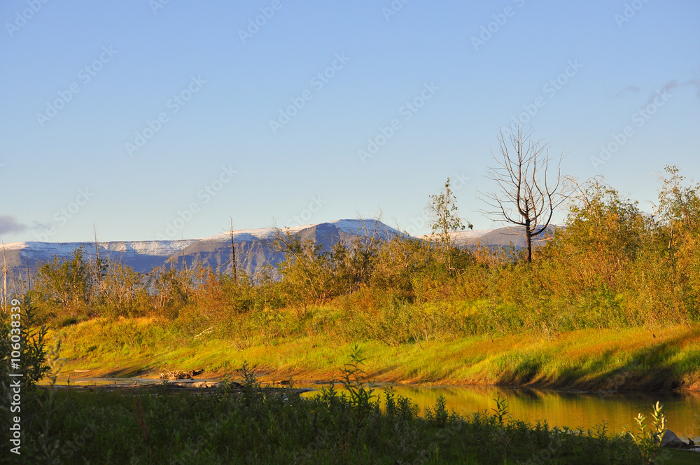 Obraz premium Mountains covered with snow.