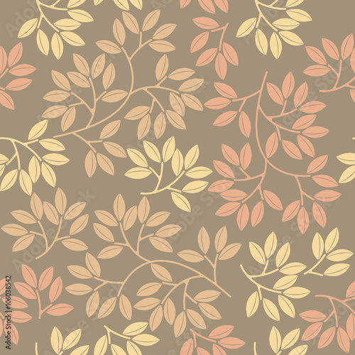 Spring seamless pattern with stylish leaves