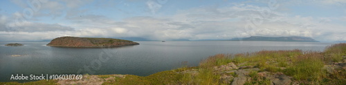 Panorama. Islands in the North lake.