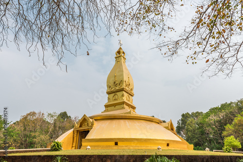 golden pagoda architecture at wat Nong Pah Pong in Ubon Ratchath