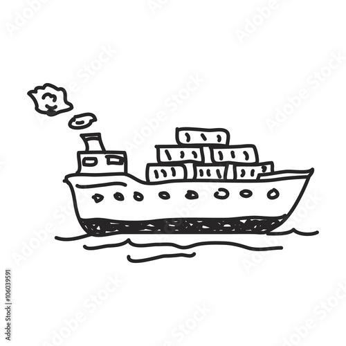 Simple doodle of a cargo ship