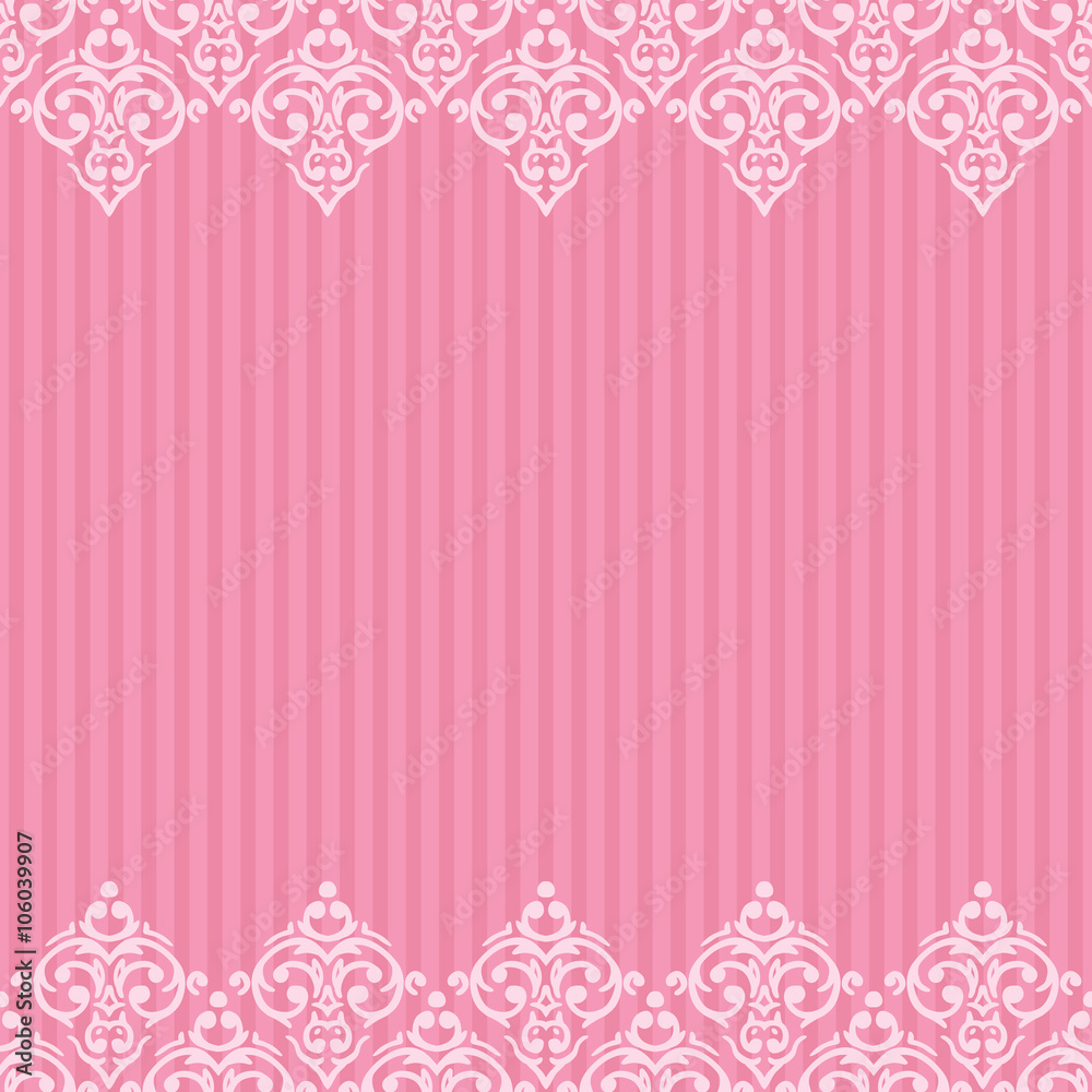 Vector seamless pink frame/border in damask baroque style