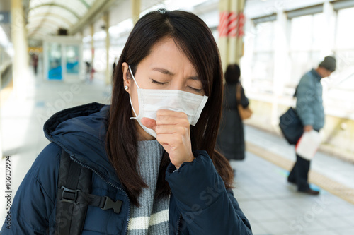 Woman suffer from sick with wearing face mask