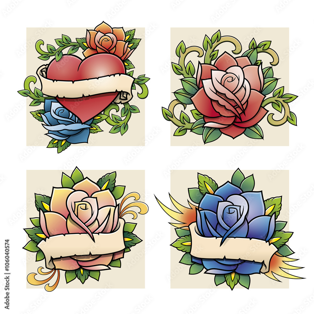 traditional roses set