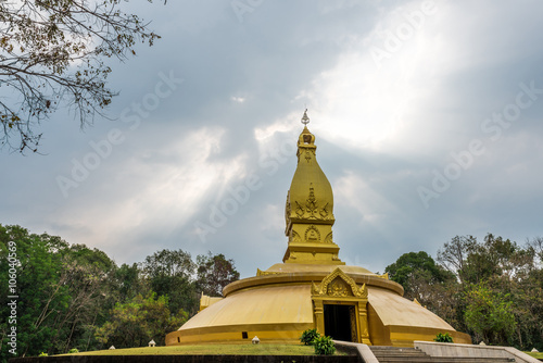 golden pagoda architecture at wat Nong Pah Pong in Ubon Ratchath